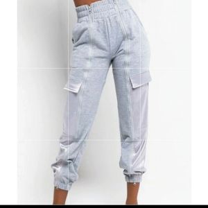 Grey/Sliver Zipper Jogger Pants Size M